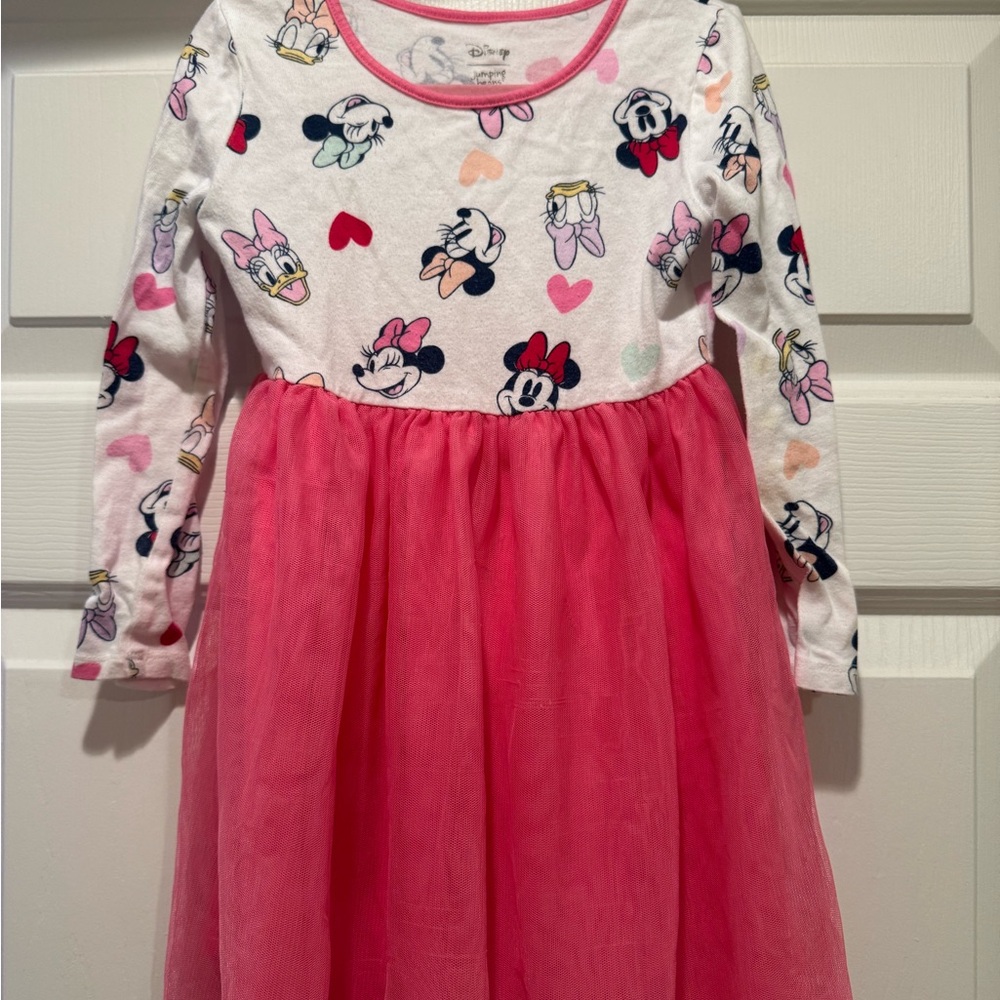 Disney Minnie Mouse White and Pink Kids Dress